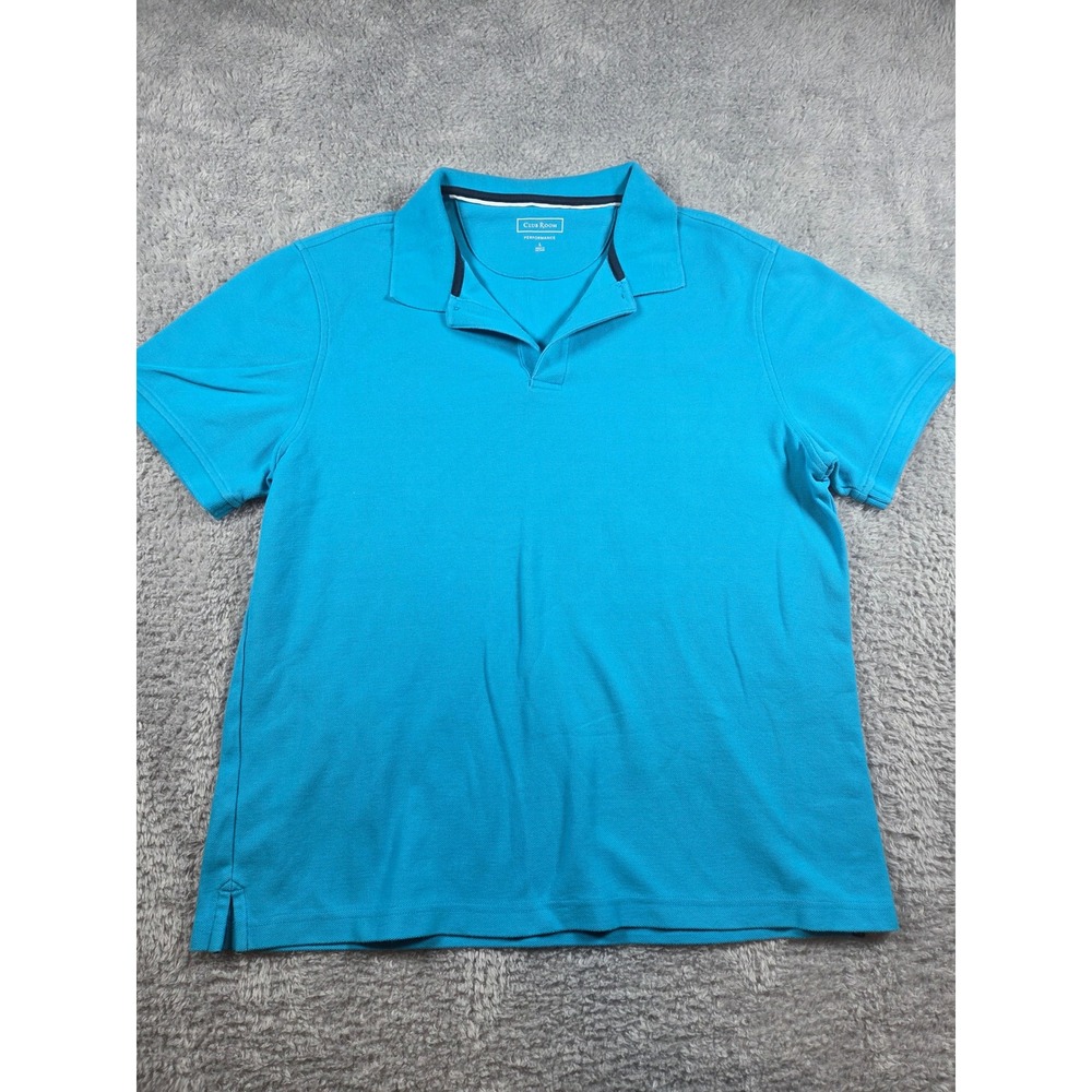 Club Room Performance Mens Polo Shirt Turquoise Blue Pique Short Sleeve Large - Picture 2 of 7